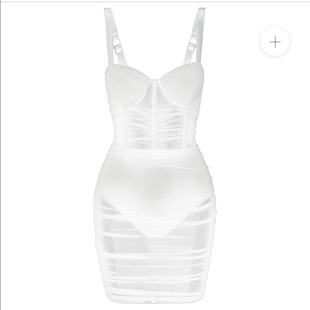 NWT MIAMI MESH MINI DRESS - WHITE